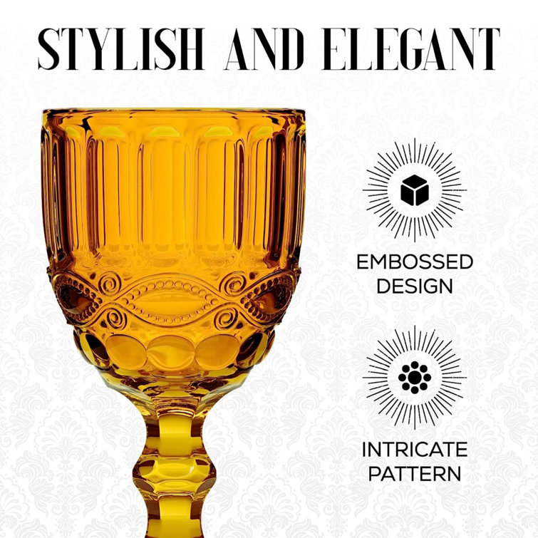 NIERBO Amber Coloured Glassware Set Coloured Wine Glasses Vintage